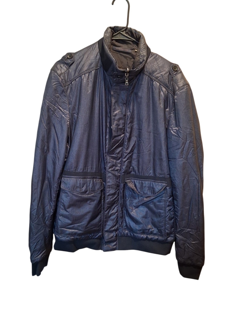 Elie Tahari Navy Quilted-Style Bomber Jacket